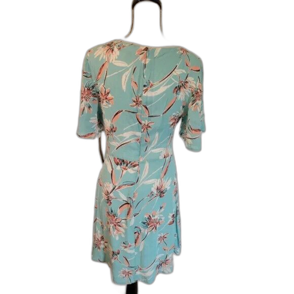Lulus blue floral zip up flutter sleeve hi-low lined dress, size M New with Tags - Picture 2 of 7